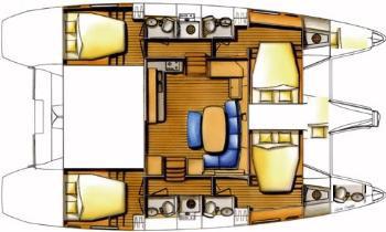 Plan d'aménagement du catamaran Lagoon 420
