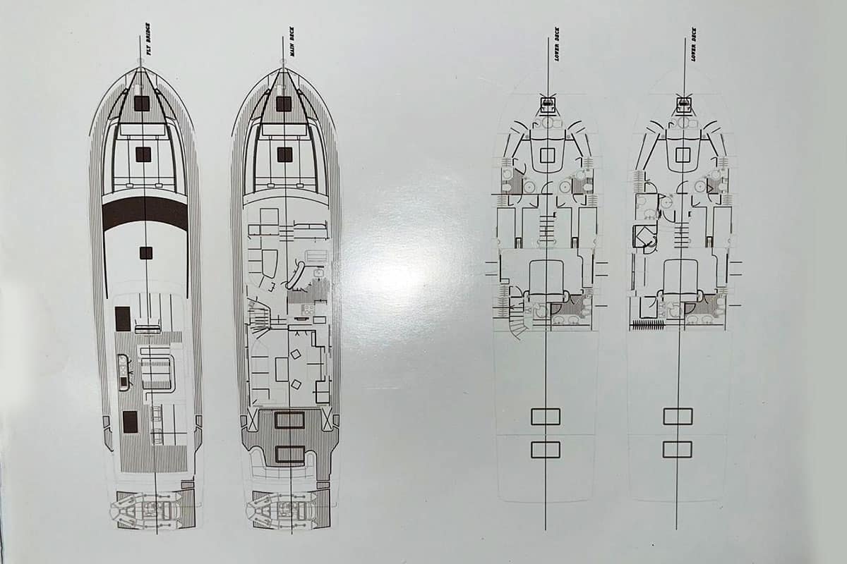 Plan d'aménagement du yacht Couach 2200 Fly Al Juman
