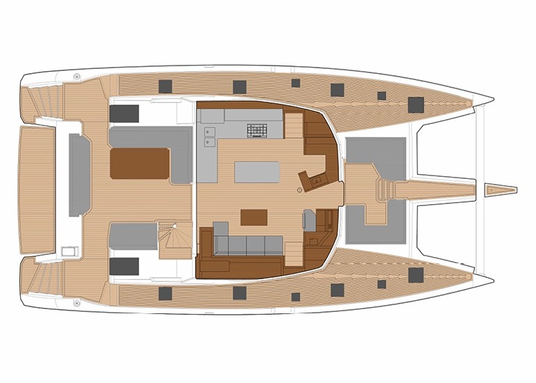 plan du niveau cockpit du catamaran FP Samana 59