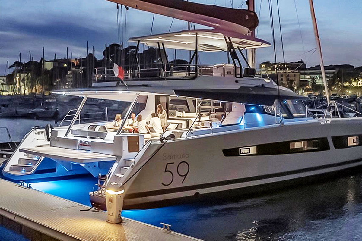 Photo du catamaran de luxe Samana 59 à louer depuis Marseillle ou Ajaccio