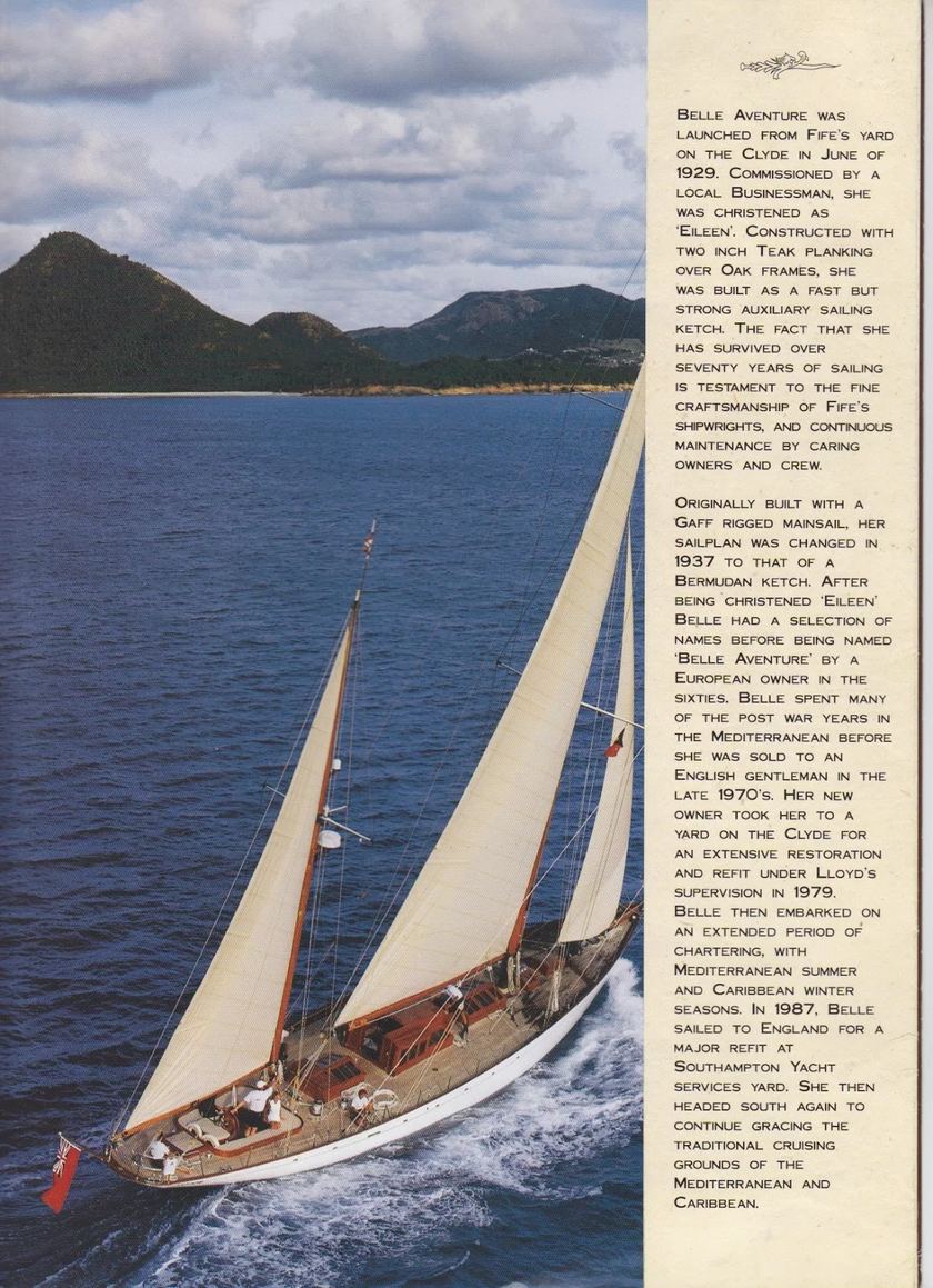 Page de la brochure retraçant l'histoire de Belle Aventure depuis 1929